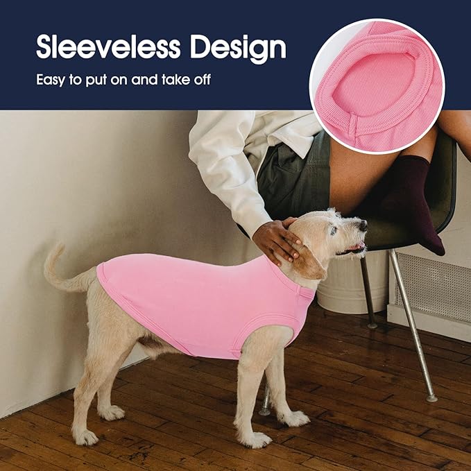 IECOii 2 Pack Dog T-Shirt for Large Dogs,Breathable Tshirts for Hot Weather,Stretchy & Comfortable Pet Summer Clothes Outdoor & Indoor Wearing,Pet Tank Top Set Great Dane Tee Shirts,Pink+Stripes,5XL