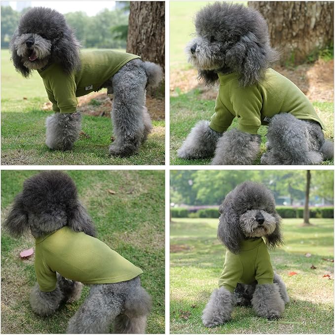 Lovelonglong Ribbed Dog T-Shirt Cotton Knitted Dog Sweaters for All Season Pet T-Shirts for Large Medium Small Dogs Olive Green 2XL