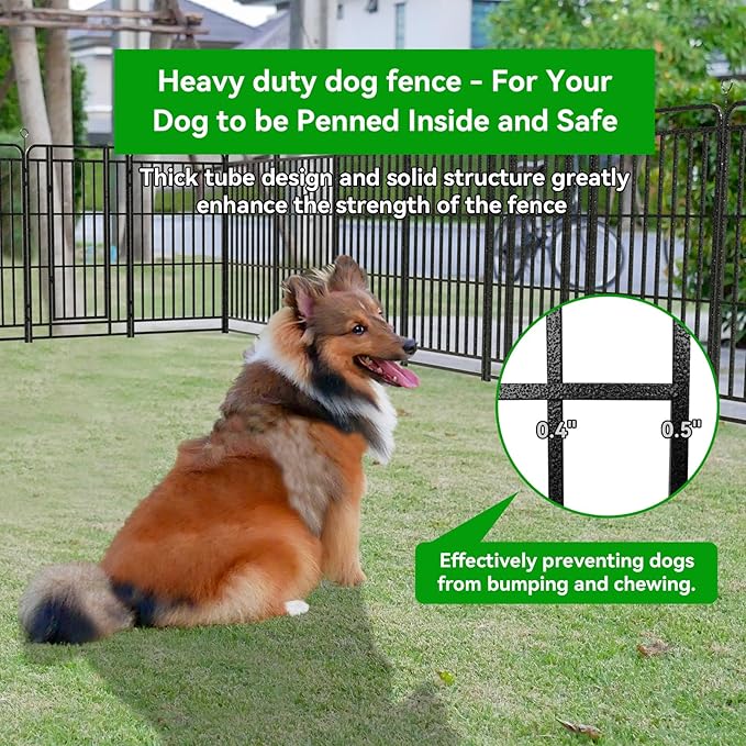 Square Steel Pipe Dog Fence Outdoor 24 Piece Panels 47" Height Anti-Rust Heavy Duty Dog Playpen with Doors Portable for Yard RV Camping, Total 54FT, 227 Sq.ft, Snowy Black