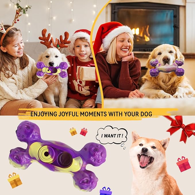 Magicorange Dog Chew Toys for Aggressive Chewers, 1 Pack Indestructible Toy for Medium/Large Breed, Nylon Dog Toys to Keep Them Busy,Bacon Flavor (Purple)