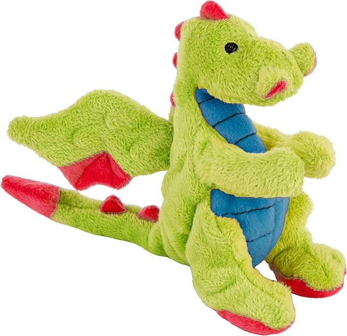 goDog Bubble Plush Dragons Squeaky Dog Toy, Chew Guard Technology - Green, Small