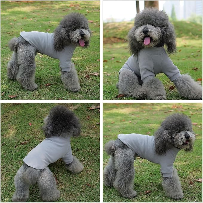 Lovelonglong Ribbed Dog T-Shirt Cotton Knitted Dog Sweaters for All Season Pet T-Shirts for Large Medium Small Dogs Dark Gray L