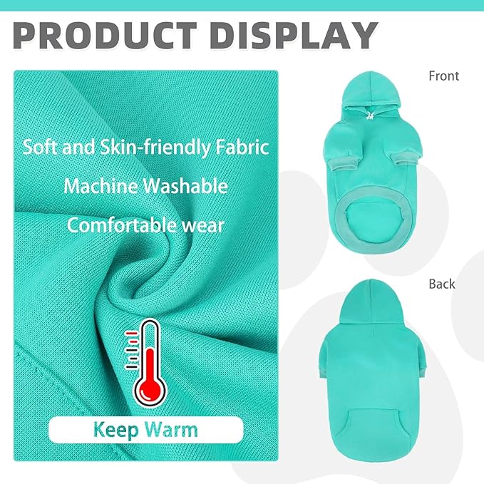 KOOLTAIL Basic Dog Hoodie - Soft and Warm Pet Hoodie Sweater with Leash Hole and Pocket, Dog Winter Coat, Cold Weather Clothes Sweatshirt for Small Medium Large Dogs Puppy Cat Boys Girls XL/XXL