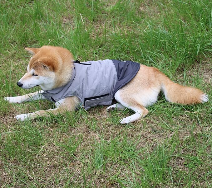 Reversible Dog Coats for Small Dogs Waterproof Warm Dog Jacket for Cold Winter,Grey M