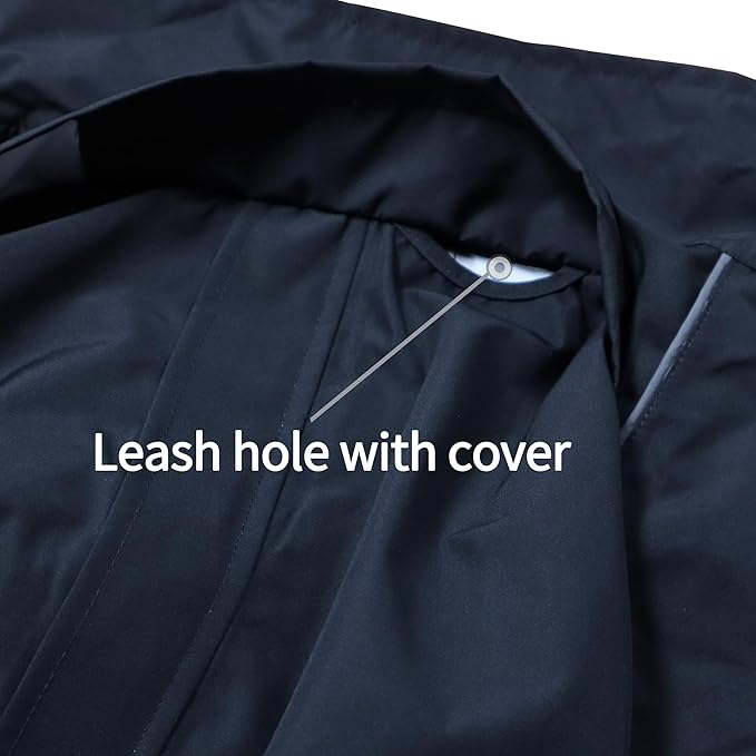 Dog Raincoat for Medium Large Dogs,rain Jacket Coat, Full Leg Coverage Waterproof Rain Suit with Detachable Hood & Tail, Reflective Strips, Snag-Free Top Zipper (Black for Girl, XXX-Large)