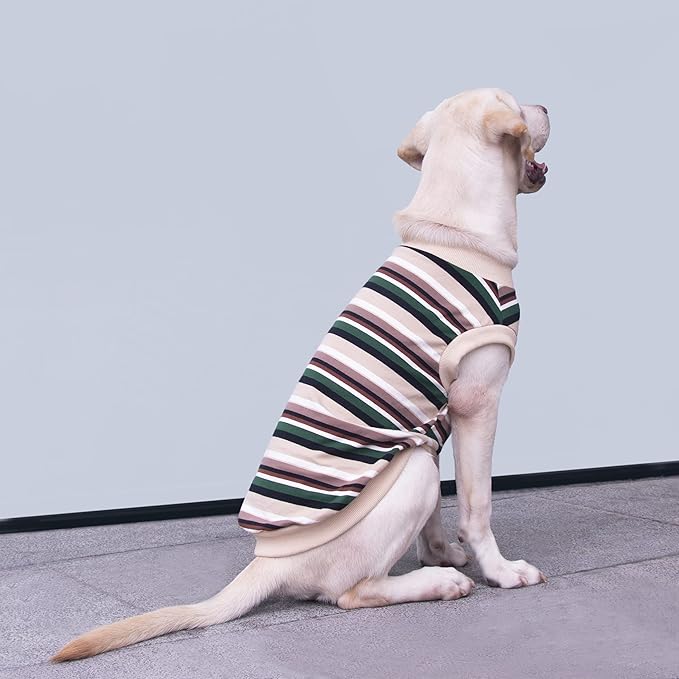 Extra Large Dog T Shirts Clothes Sleeveless Tank Top Vest for Labrador Rottweiler Great Dane, Khaki 3X-Large