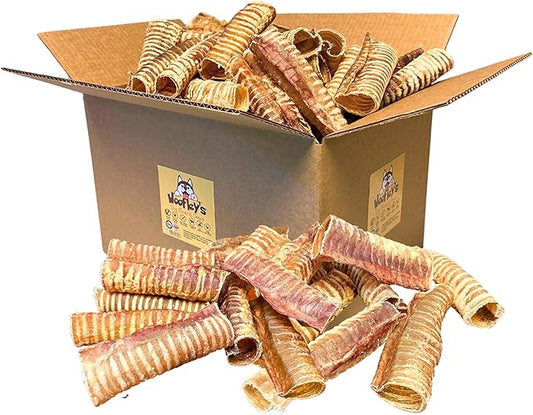 Woofley's Beef Trachea - (6 Inch 50 Pack) - Trachea Treats for Dogs - Natural Source of Glucosamine and Chondrotin for Joint Health - 100% Natural Beef Windpipe for Dogs