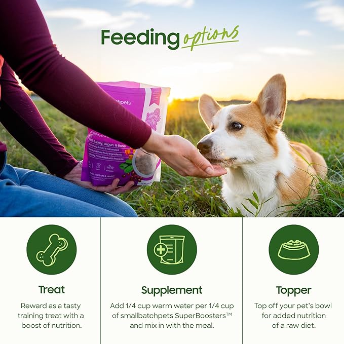 smallbatch Freeze Dried Dog Treats, Superfood Food Topper Chicken Bites for Dogs & Cats, Probiotics, Organic Ingredients, High Protein, Grain Free Healthy Treat Food Topper, Made in The USA, 7 oz Bag