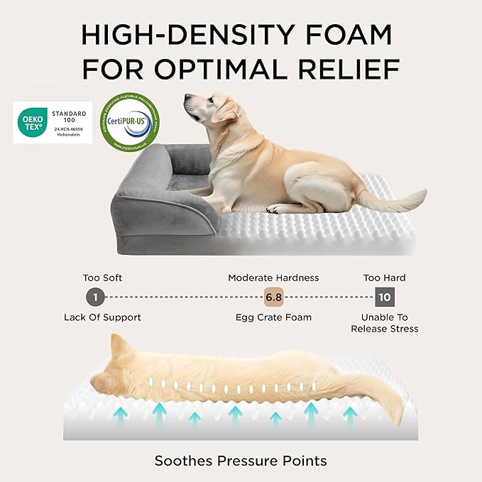 Bedsure Orthopedic Dog Beds Large Sized Dog - Washable Large Dog Cat Bed Waterproof, Comfort Dogs Couch Sofa with Washable Removable Cover, Pet Bed with Nonskid Bottom, Dark Grey, 35"