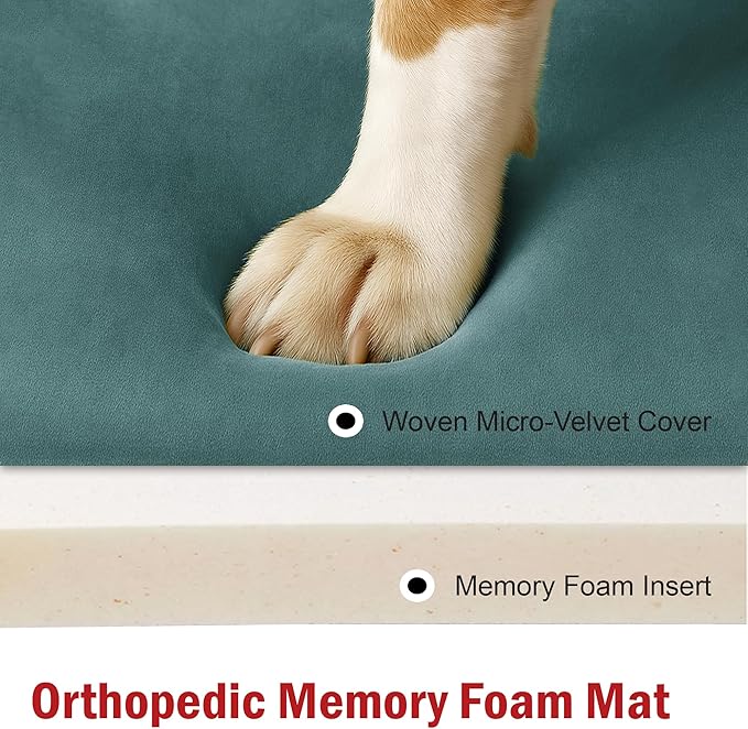 Majestic Pet Orthopedic Memory Foam Dog Crate Mat - Plush Pet Bed Pad for Crates & Kennels | USA Crafted | 36"x23" Villa Azure