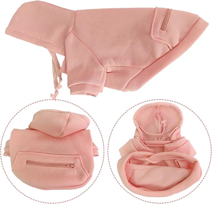Jecikelon Pet Dog Cold Weather Coat with Pocket Winter Dog Hoodie Warm Puppy Clothes for Small Dogs Chihuahua Clothing (Pink, Medium)