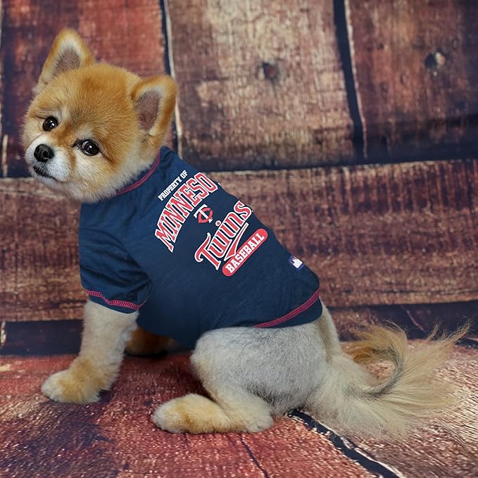 MLB Minnesota Twins Dog T-Shirt, Medium. - Licensed Shirt for Pets Team Colored with Team Logos. - Premium Stretchable Materials for The Comfort of Your Dog & cat.