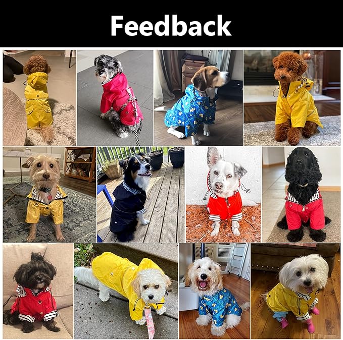Morezi Dog Zip Up Raincoat with Reflective Buttons, Rain/Water Resistant, Adjustable Drawstring, Removable Hood, Raincoats with Legs 8lbs to 80lbs Available - Pink - S