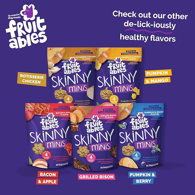 Fruitables Skinny Minis Dog Treats, Healthy Pumpkin Treat for Dogs, Low Calorie & Delicious, Puppy Training, No Wheat, Corn or Soy, Made in the USA, Pumpkin and Mango Flavor, 5oz