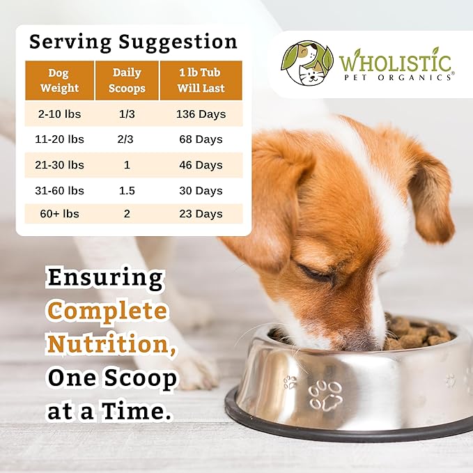 Wholistic Pet Organics Puppy Complete - Dog Multivitamin Powder - 1 Lb - Daily Dog Vitamins & Supplements for Homemade Food - Immune System, Skin, Coat & Overall Health - Small and Large Breed Puppies