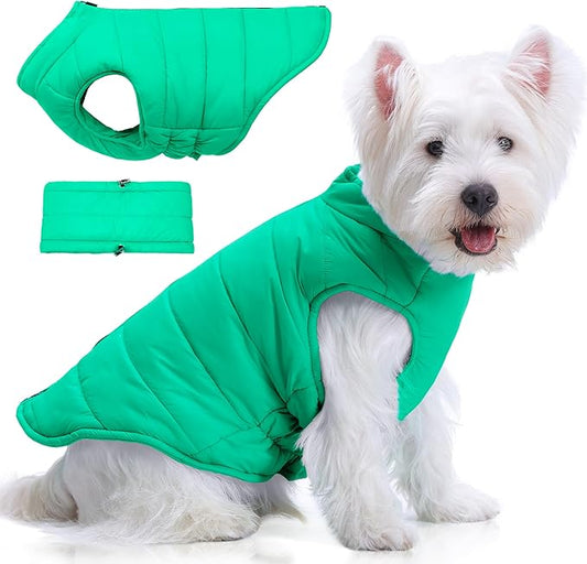 PUMYPOREITY Dog Puffer Coat with Detachable Scarf, Warm Padded Cold Weather Vest, Windproof Lightweight Snowsuit, Water Resistant Dog Winter Coats, Thermal Winter Jacket for Small Medium Large Dogs
