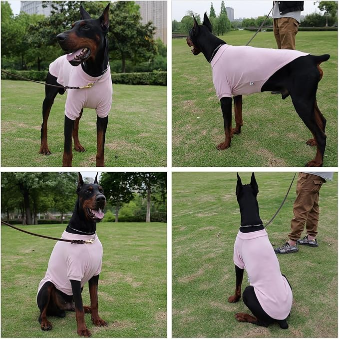 Lovelonglong Ribbed Dog T-Shirt Cotton Knitted Dog Sweaters for All Season Pet T-Shirts for Large Medium Small Dogs Light Pink 2XL