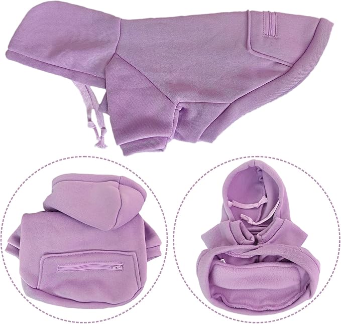 Jecikelon Pet Dog Cold Weather Coat with Pocket Winter Dog Hoodie Warm Puppy Clothes for Small Dogs Chihuahua Clothing (Purple, X-Large)