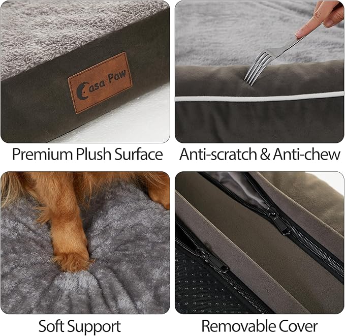 Orthopedic Dog Beds for Extra Large Dogs, Waterproof Egg Crate Foam XL Dog Bed with Sides 45 * 35Inch, Big Dogs Couch Beds with Removable Washable Cover and Nonskid Bottom, Dark Green