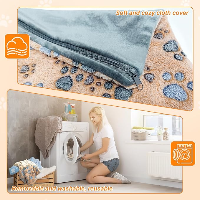 Cat Heating Pad 17×13 in Heated Cat Bed with Intelligent Constant Temperature Switch,Waterproof with Metal Protective Tube Puppy Whelping Supplies, Comes with a Plush Cotton Sleeve-Apricot