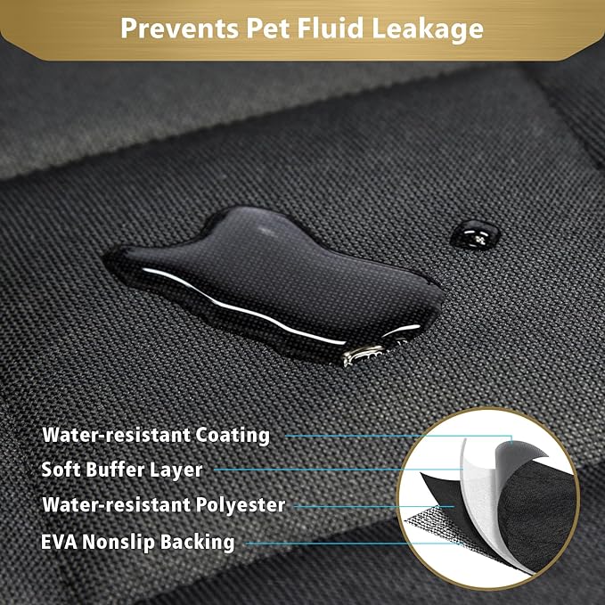 F-color SUV Cargo Liner for Dogs, Water Resistant Pet Cover Dog Seat Mat SUVs Sedans Vans with Bumper Flap Protector, Non-Slip, Large Size Universal Fit, Black