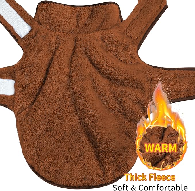 Malier Dog Winter Coat, Reversible Fleece Dog Cold Weather Coats, Windproof Warm Snow Puppy Jacket Vest Pet Clothes for Small Medium Large Dogs (Brown, Medium)