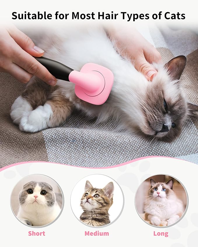 Glendan Dog & Cat Grooming Brush - Slicker Shedding Tools (Pink)