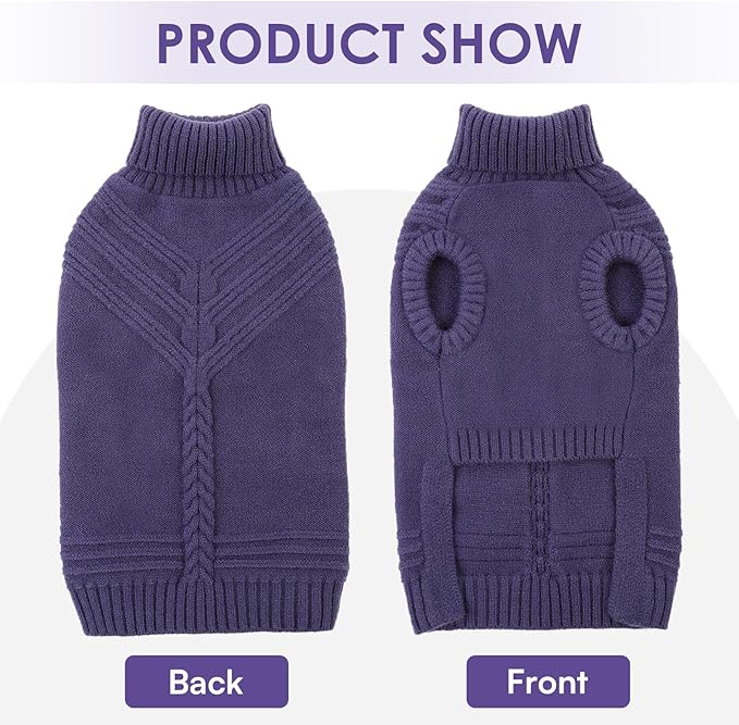 Dog Sweaters for Small Dogs Male Female Pet Knitwear Classic Puppy Warm Pullover Turtleneck Cold Weather Clothes for Chihuahua(GrayishBlue, XS)