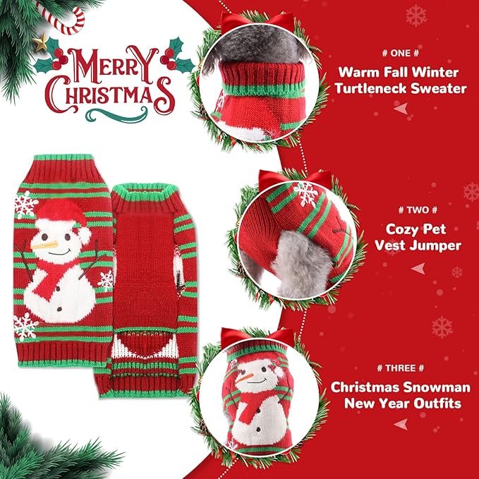 PETCARE Red Snowman Dog Sweater Christmas Dog Sweaters Vest Ugly Snow Xmas Puppy Costume Pet Holiday New Year Fall Winter Clothes for Small Medium Large Dogs Cats Pullover Sweaters Outfits,Medium