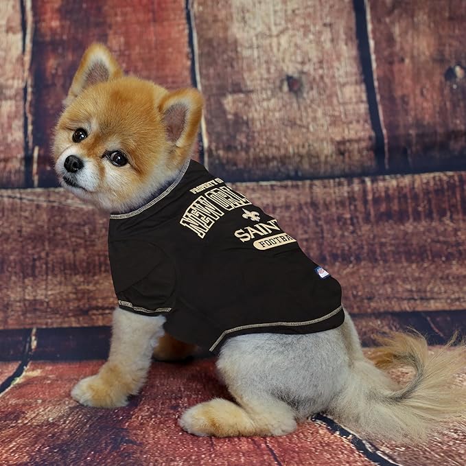 NFL New Orleans Saints Dog T-shirt X-Small. - Licensed Shirt for Pets Team Colored with Team Logos- Premium Stretchable Materials for the comfort of your Dog & Cat