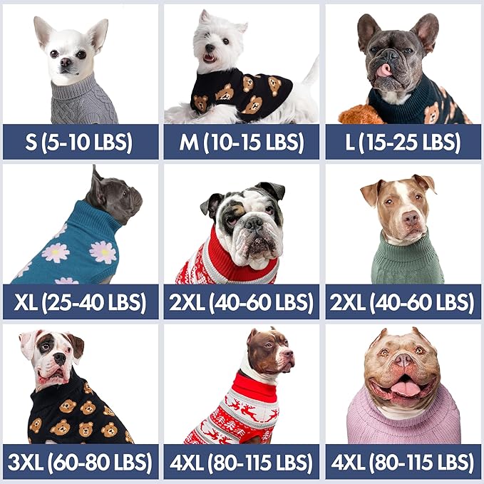 Spark Paws Christmas Dog Sweater - Ultra Soft Holiday Knit Sweater for Small, Medium & Large Dogs, Cute Pet Sweater for French Bulldogs & Big Dogs, Potty V Cut Design Jacket (Winter Wonderland, 3XL)