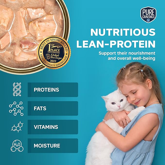 Pure Cravings Pate, Canned Wet Cat Food, 100% Mercury-Tested, Moist Can Fish, Grain-Free Protein, Non-GMO, Variety Pack of 12-3X Tuna/Salmon, 3X Tuna/Pumpkin, 3X Tuna/Sardine, 3X Salmon/Sardine