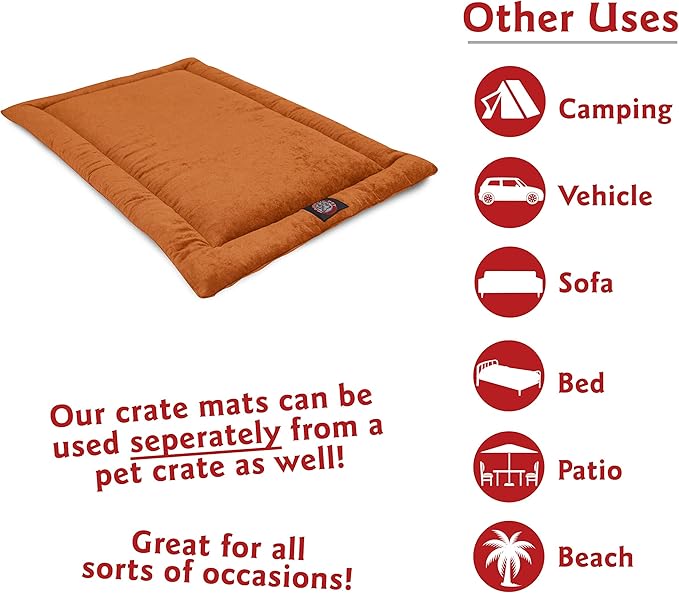 Majestic Pet Dog Crate Mat - Machine Washable Soft Plush Pet Bed Pad for Crates & Kennels | USA Crafted | 24"x18" Villa Orange