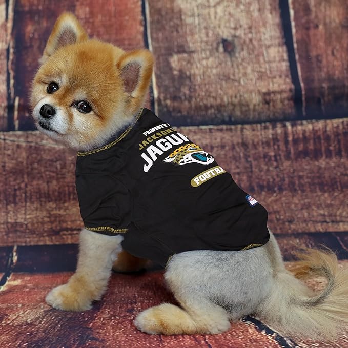 NFL Jacksonville Jaguars Dog T-shirt Large. - Licensed Shirt for Pets Team Colored with Team Logos- Premium Stretchable Materials for the comfort of your Dog & Cat