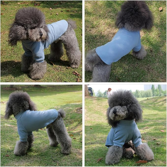 Lovelonglong Ribbed Dog T-Shirt Cotton Knitted Dog Sweaters for All Season Pet T-Shirts for Large Medium Small Dogs Grayish Blue XL