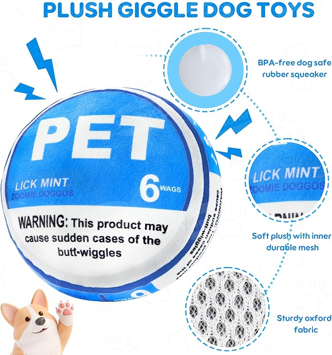 Homrich PET Pouch Parody Dog Toy, Plush Squeaky and Crinkle Funny Dog Toy, Interactive Plush Dogs Toys, Pet Squeak Toys, Puppy Gift, Lick Mint