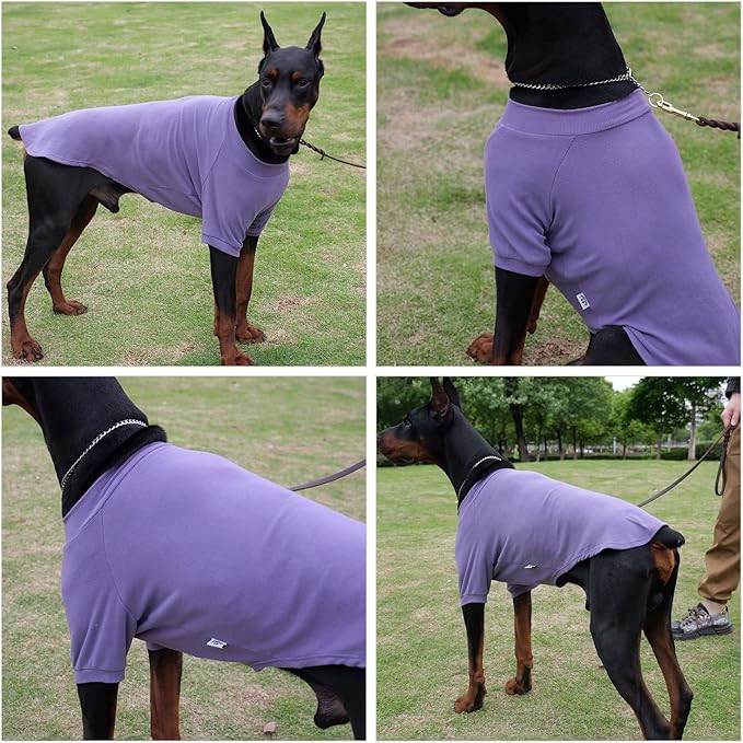 Lovelonglong Ribbed Dog T-Shirt Cotton Knitted Dog Sweaters for All Season Pet T-Shirts for Large Medium Small Dogs Purple XS