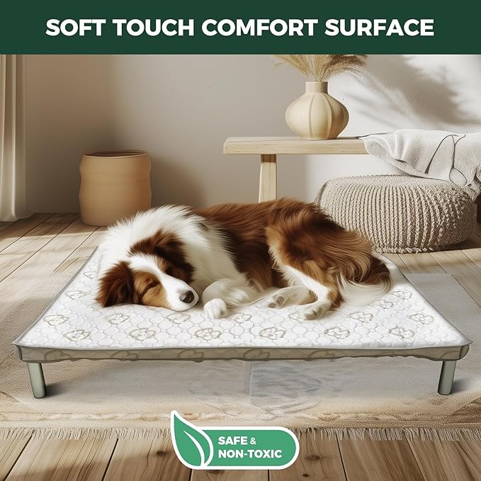FXW TitanNest Chew-Proof Elevated Dog Bed, Raised Cot for Indoor/Outdoor/Camping Use, Durable & Waterproof Cooling Pet Bed with Exclusive Cover for Extra Large Dogs, 56.0" L x 31.0" W x 7.3" H, Black