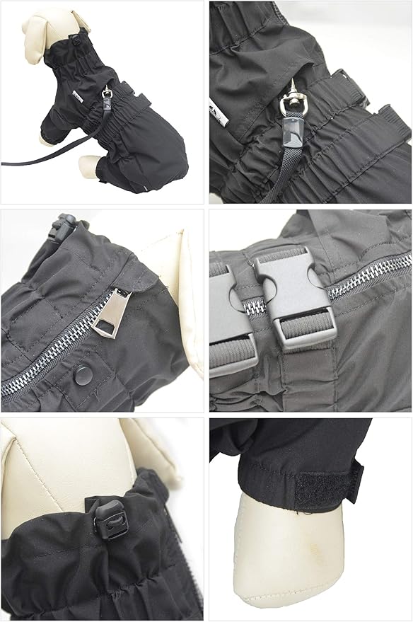 Dogs Waterproof Jacket, Lightweight Waterproof Jacket Reflective Safety Dog Raincoat Windproof Snow-Proof Dog Vest for Pugs English French Bulldog American Pit Bull Black B-L