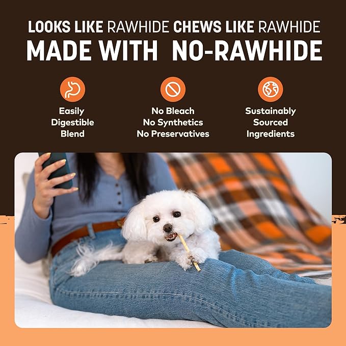 Earth Animal No Hide Stix - Long Lasting Rawhide Free Small Dog Chews Sticks, Pumpkin Spice - 20 Count Value Pack