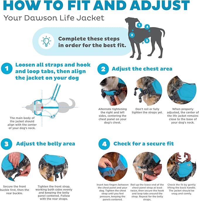 Outward Hound Dawson Swim Dog Life Jacket, High-Performance Neoprene Dog Life Vest for Swimming, Boating, and Water Safety, Large, Blue