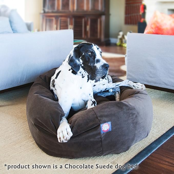 Majestic Pet 52 Inch Suede Calming Dog Bed Washable 52x35x11 (Inch) – Cozy Soft Round Donut Dog Bed with Spine Support for Dogs to Rest Their Head - Pet Bed X- Large – Sage