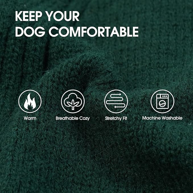 IECOii Dachshund Sweater,Turtleneck Dog Sweater for Small Medium Dogs Girl Boy,Stretchy & Breathable,Warm Knitted Pullover Coat,High Neck Knitwear for Cold Weather Indoor & Outdoor Wear (Green,M)