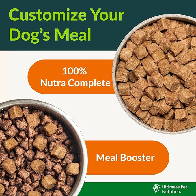 ULTIMATE PET NUTRITION Nutra Complete, 100% Freeze Dried Veterinarian Formulated Raw Dog Food with Antioxidants Prebiotics and Amino Acids, (3 Pound (Pack of 2), Beef)