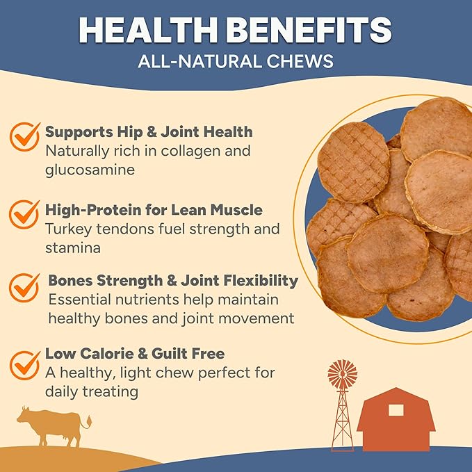 Gaines Family Farmstead Turkey Tendon Chips for Dogs – 5 oz, Natural Single-Ingredient Dog Treats, High-Protein Crunchy Chews, Rawhide Alternative, Grain-Free, Made in USA