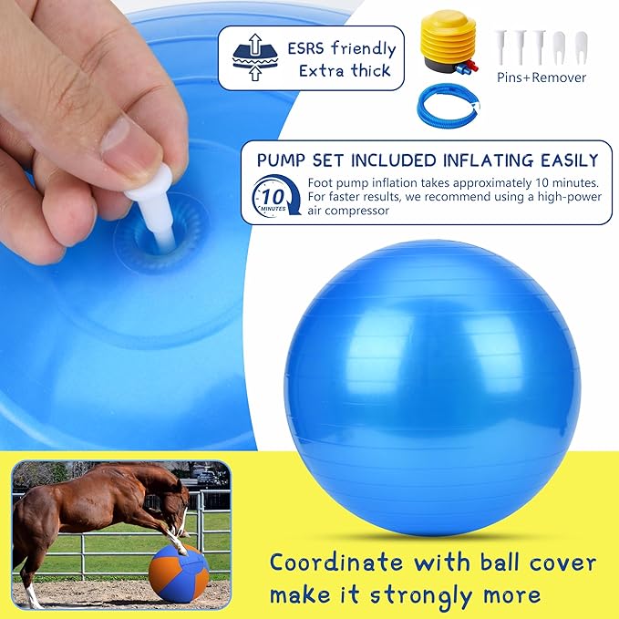 Herding Ball for Dogs and Horses - 18" Jolly Ball for Dogs, Agility Training Equipment, Herding for Australian/German Shepherd, Improved Bite-Resistant, Reinforced Sewing Dog Toys - Blue&Yellow（NEW）