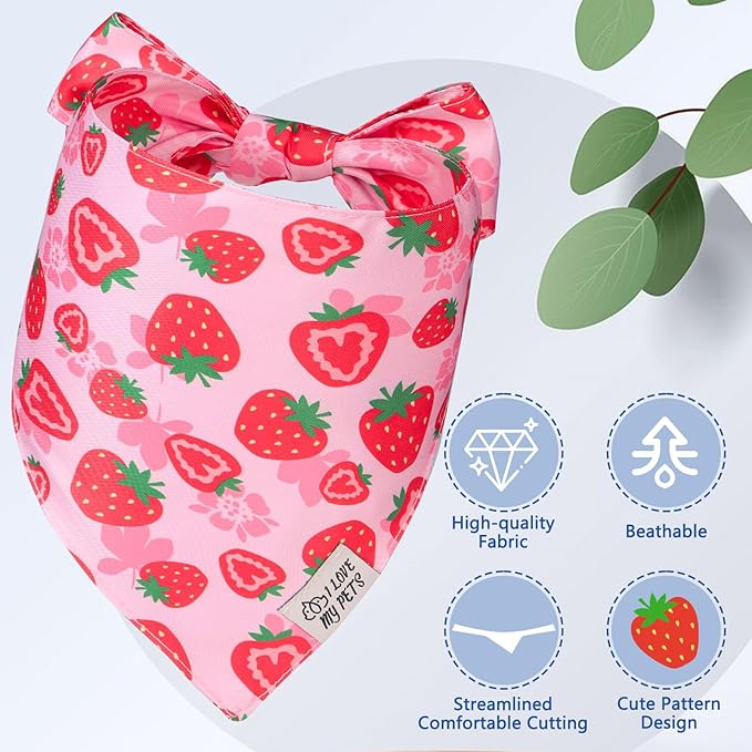 SCENEREAL Summer Dog Bandana, Double Side Dog Scarf for Small Medium Large Dogs Cats Puppy,Holiday Bandanas for Dogs Boys Girls, Premium & Soft Fabric Pet Accessories for Birthday Party Days, (Size M)