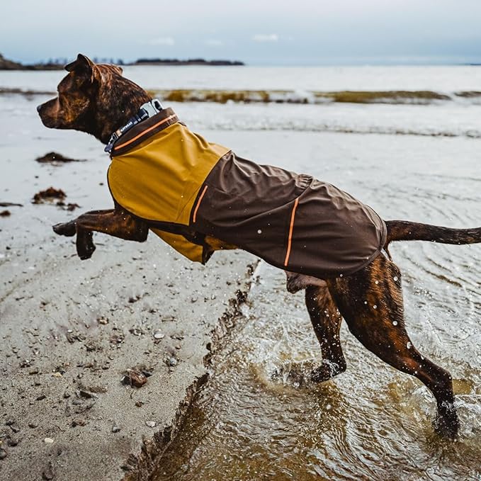 Ruffwear, Sun Shower Dog Raincoat, All-Weather Jacket, Waterproof, Windproof & Lightweight, Mineral Yellow, Small