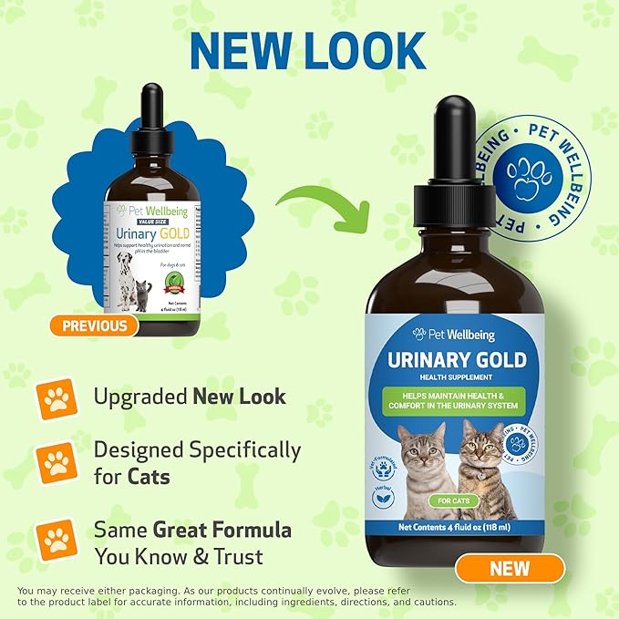 Pet Wellbeing Urinary Gold for Cats - Vet-Formulated Multi-Herb Urinary Tract Support - Feline Bladder Health & Urinary System Wellness - Holistic Cat Supplement - Liquid Formula 4 oz (118 ml)