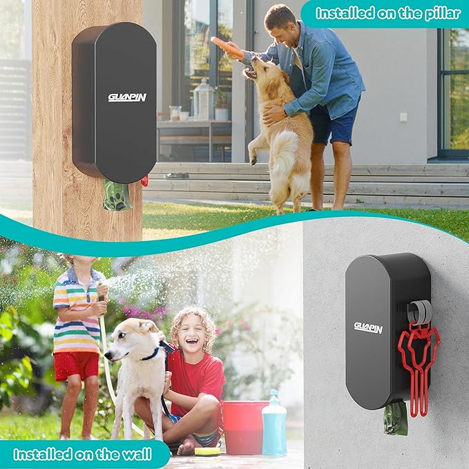 Dog Poop Bag Dispenser Wall Mount with 2Pcs Holders, Magnetic Door Closure,Metal,Corrosion-resistant,High Capacity,Suitable for Indoor, Outdoor, Parks, Beaches, Courtyards, Excluding bag rolls